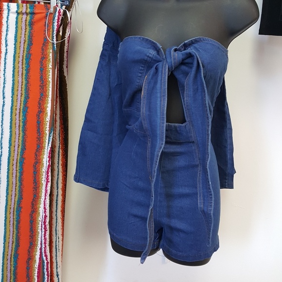 Super Fun Denim Romper - Picture 2 of 2